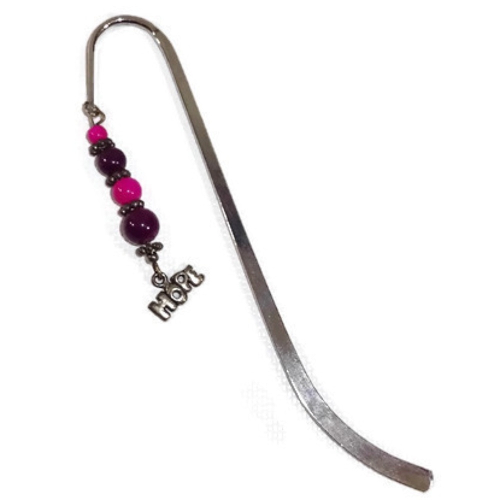 Shepherd Hook Beaded Charm Bookmark Handmade #04
